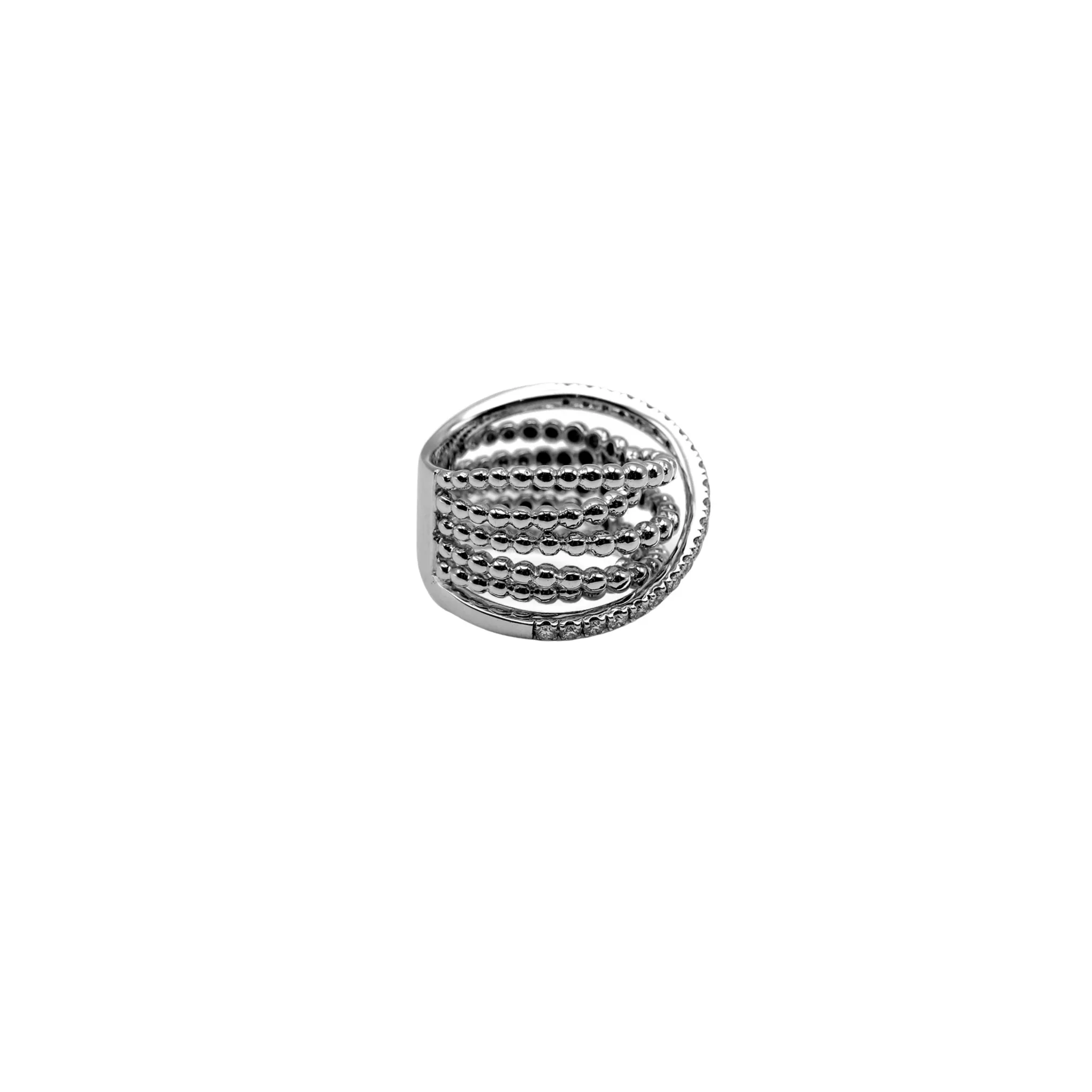 Beaded Crossover Ring with Diamonds