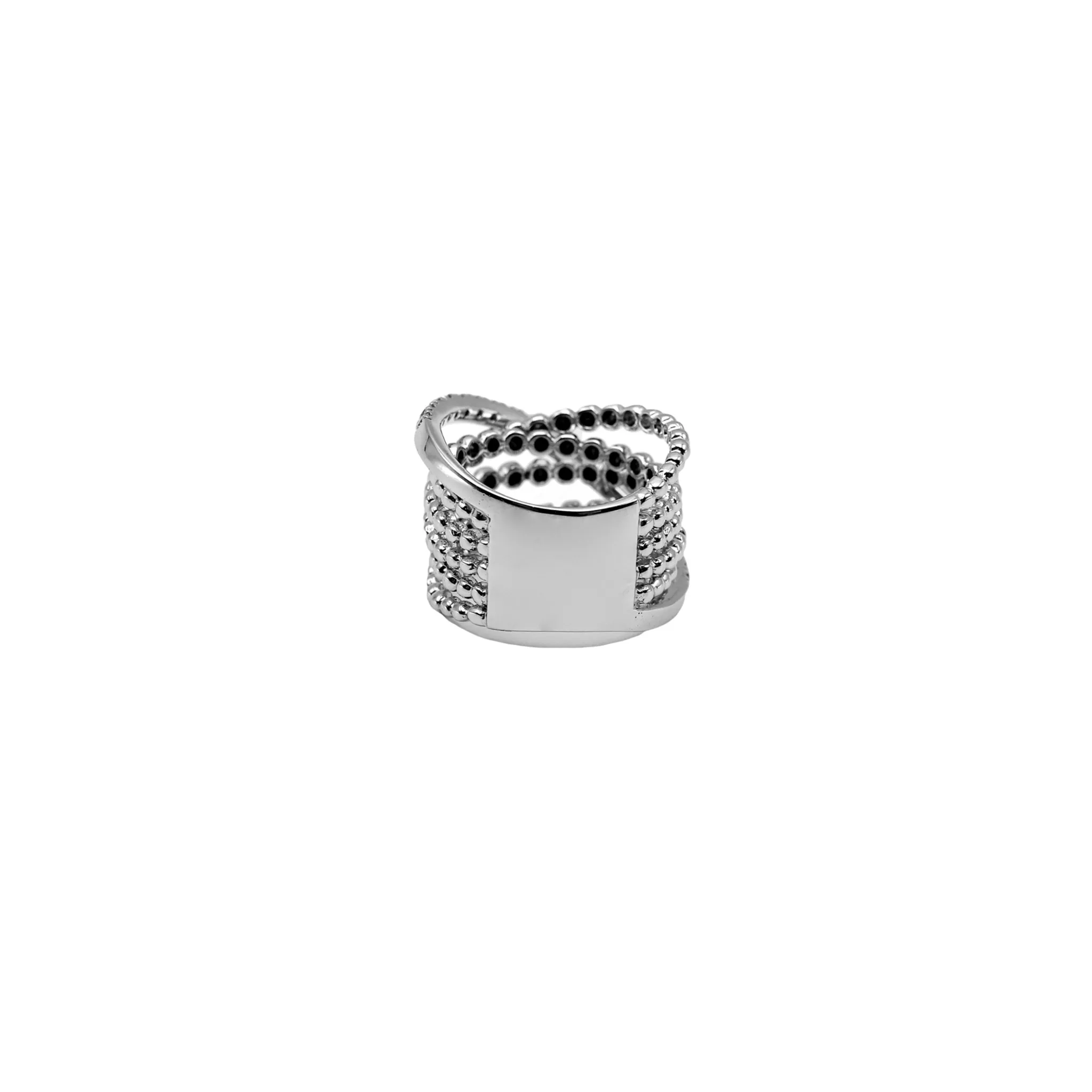 Beaded Crossover Ring with Diamonds