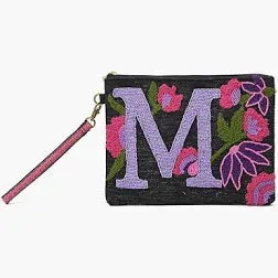 Beaded Initial Wristlet Pouch