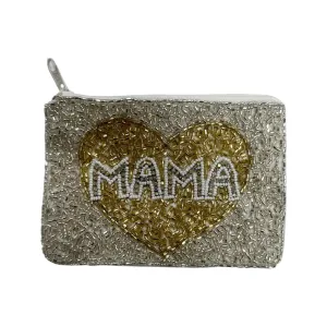 Beaded Mama Heart Zipper Pouch