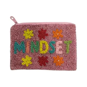 Beaded Mindset Pink Zipper Pouch