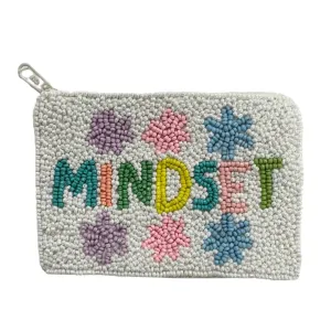 Beaded Mindset White Zipper Pouch