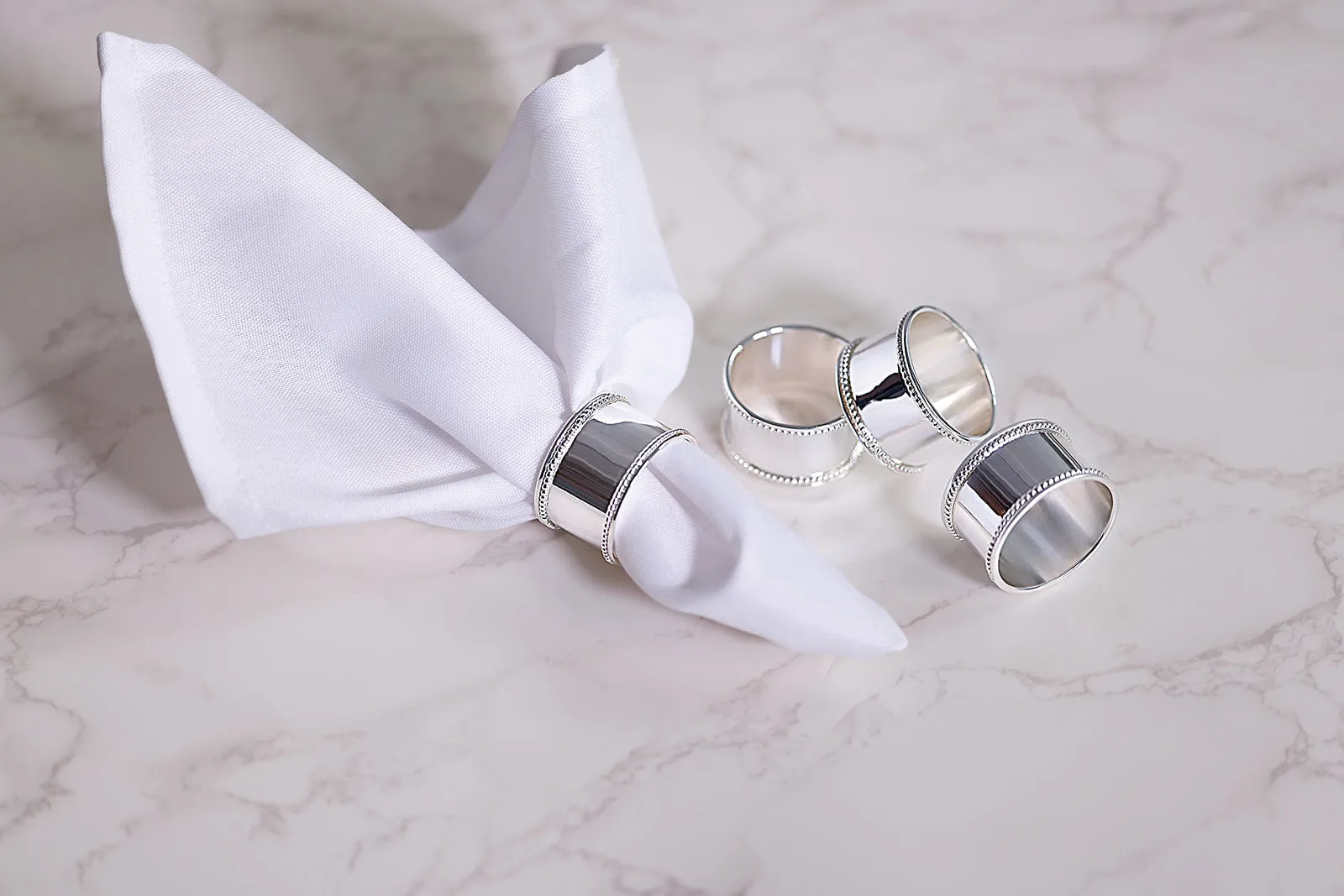 Beaded Silver-plate Napkin Rings by Krysaliis - Set of 4