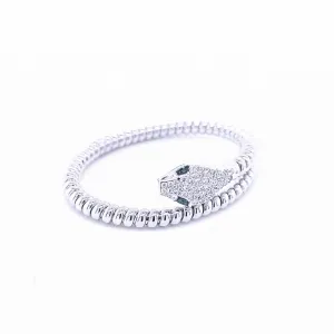 Beaded Snake Bracelet with Diamonds and Emeralds