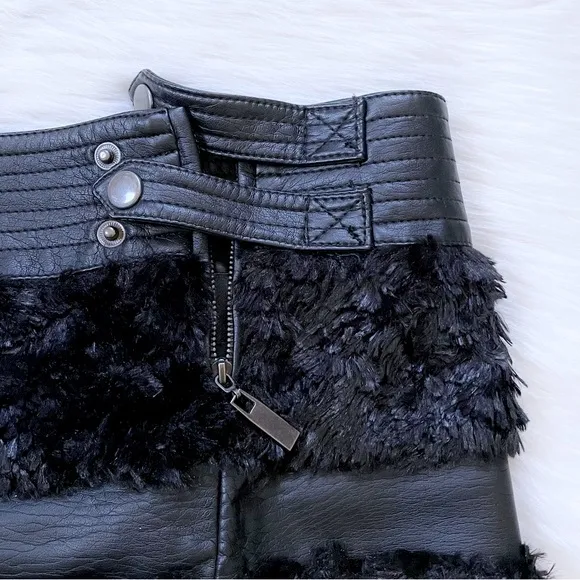 Bebe Black Faux-Leather Mini Skirt