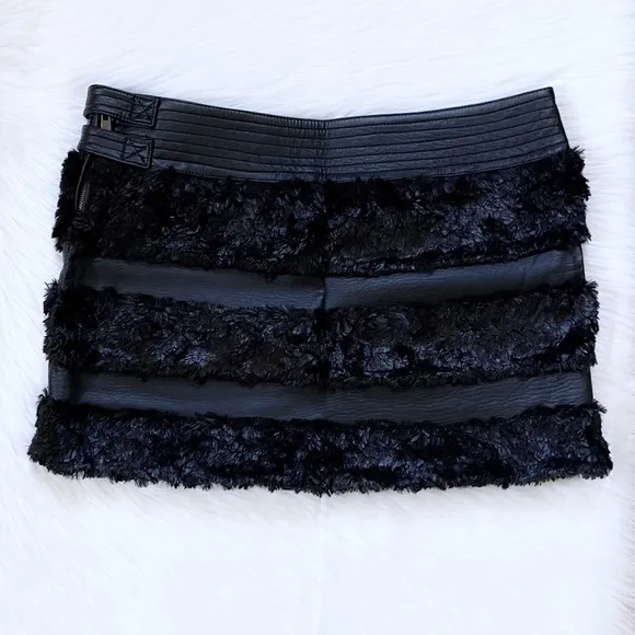 Bebe Black Faux-Leather Mini Skirt