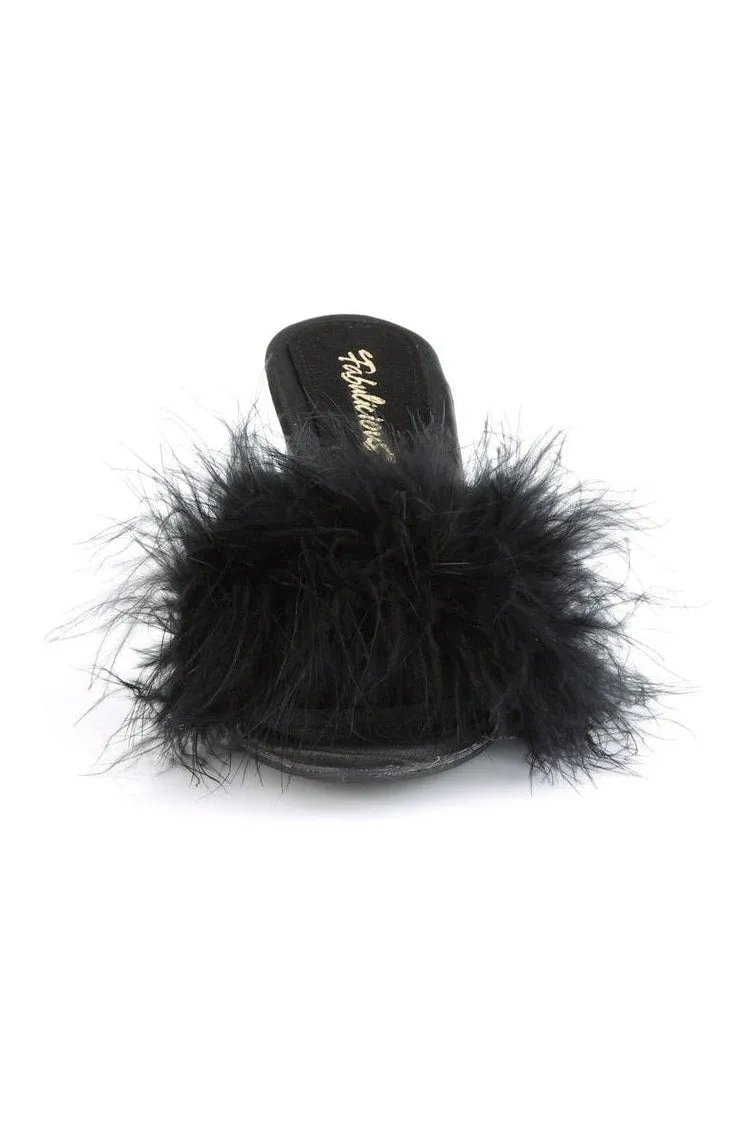 BELLE-301F Slide | Black Faux Leather