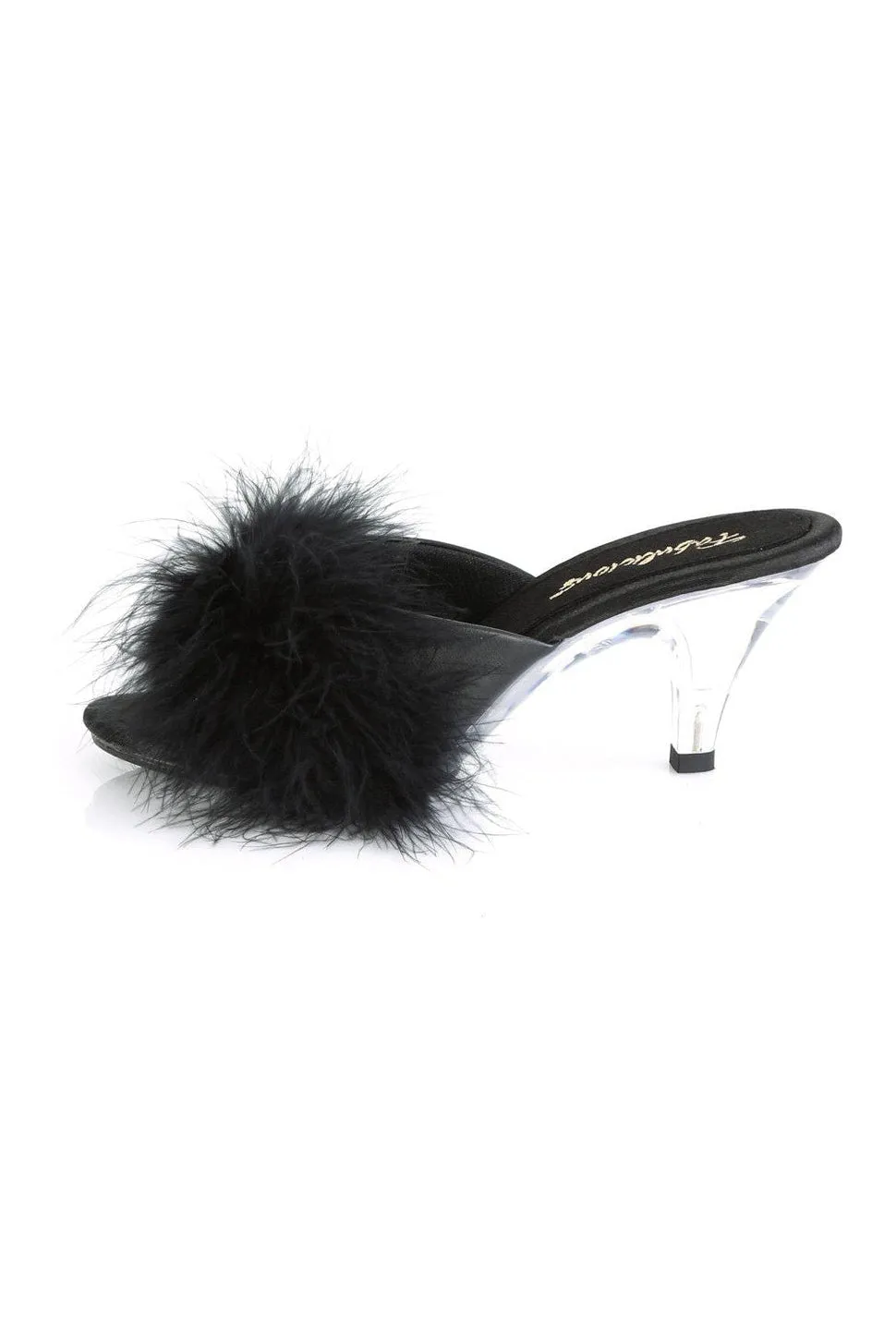 BELLE-301F Slide | Black Faux Leather