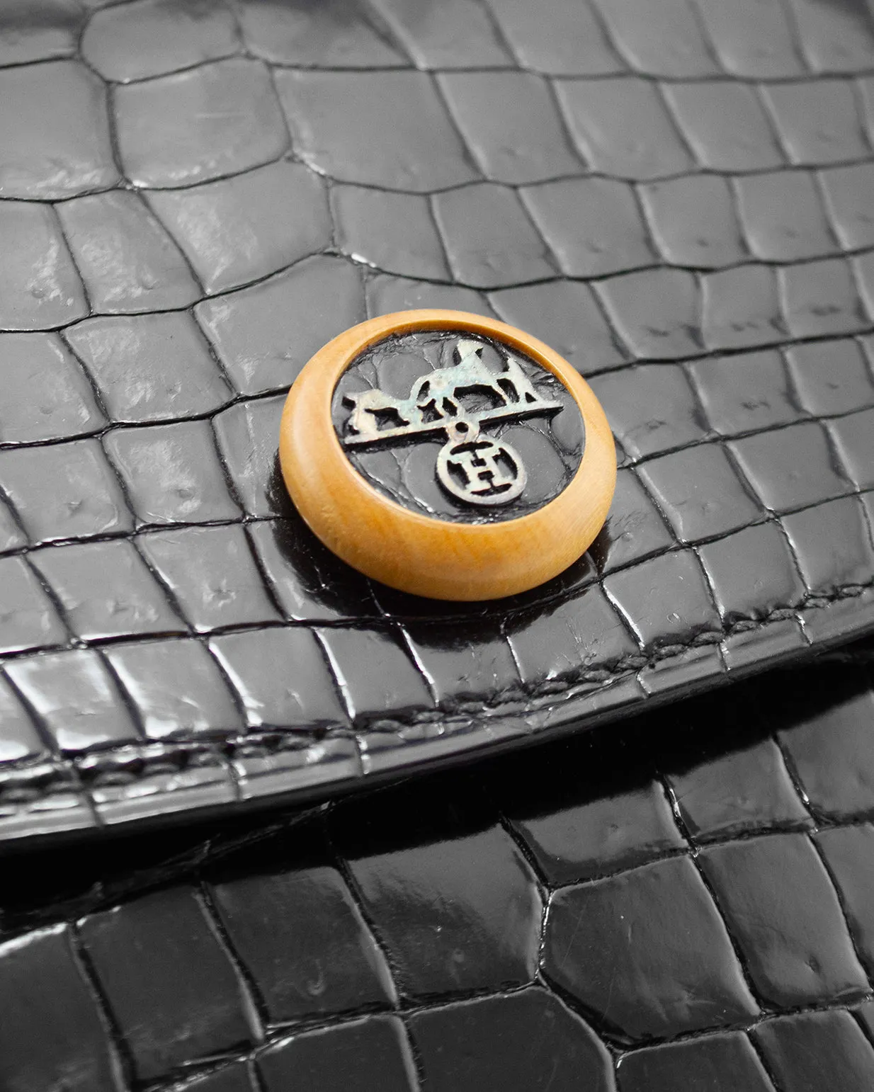 Black Crocodile Effect Rio Envelope Clutch