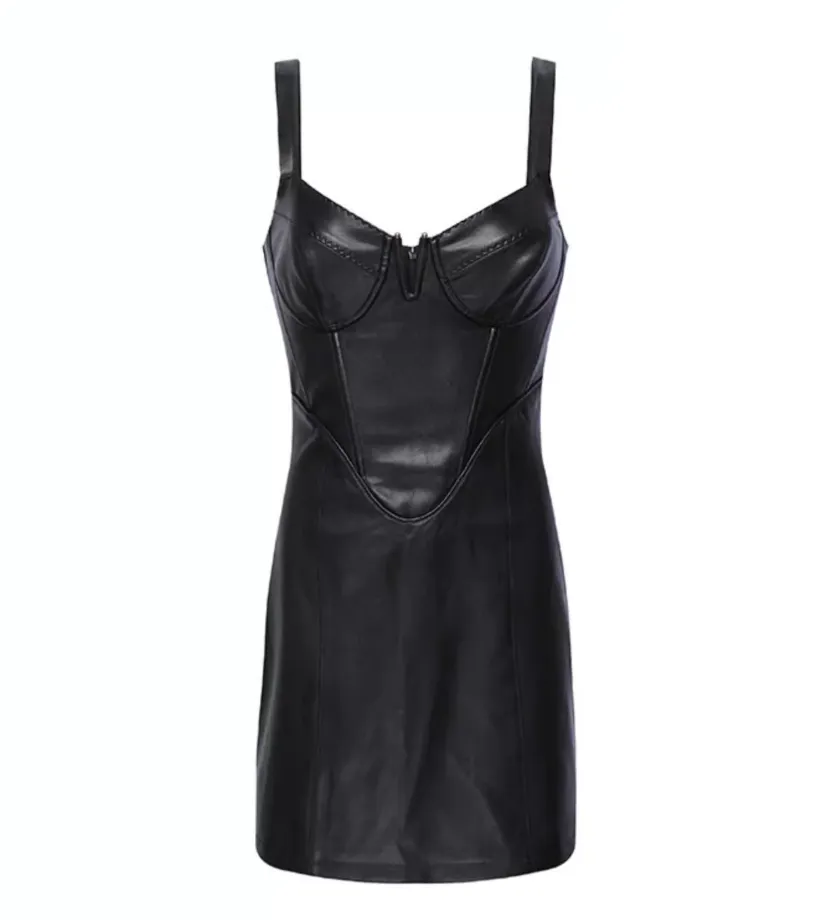 Black Faux Leather Dress