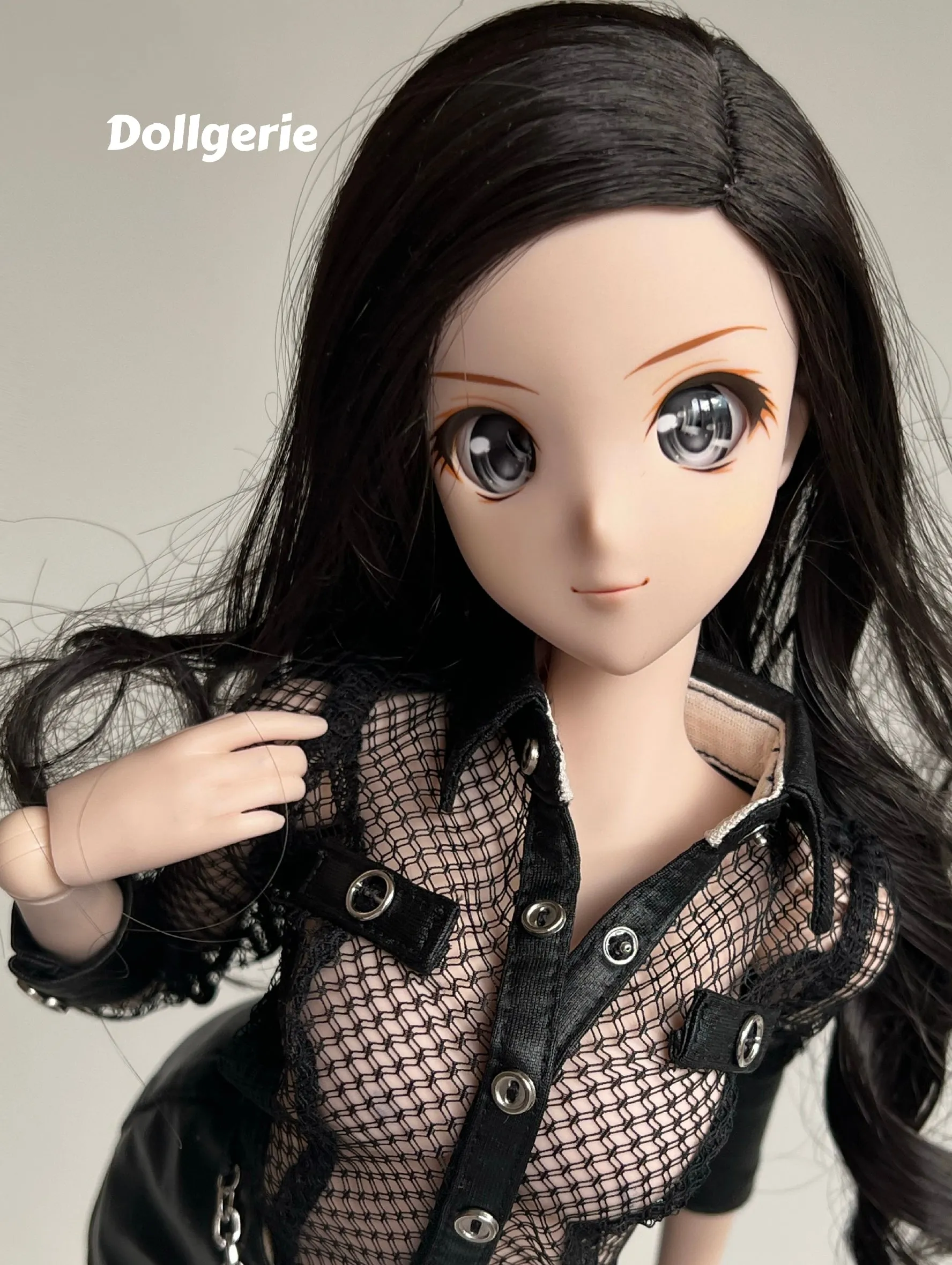 Black Fishnet Slim Fit Long Sleeve Blouse for SmartDoll or DD