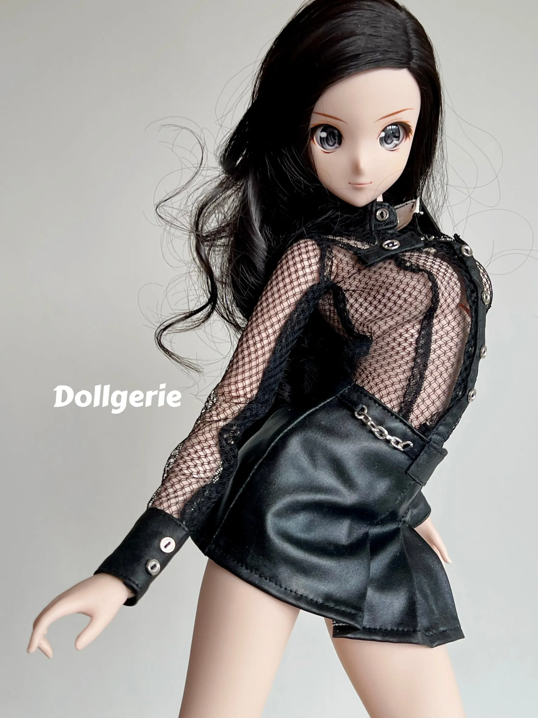 Black Fishnet Slim Fit Long Sleeve Blouse for SmartDoll or DD