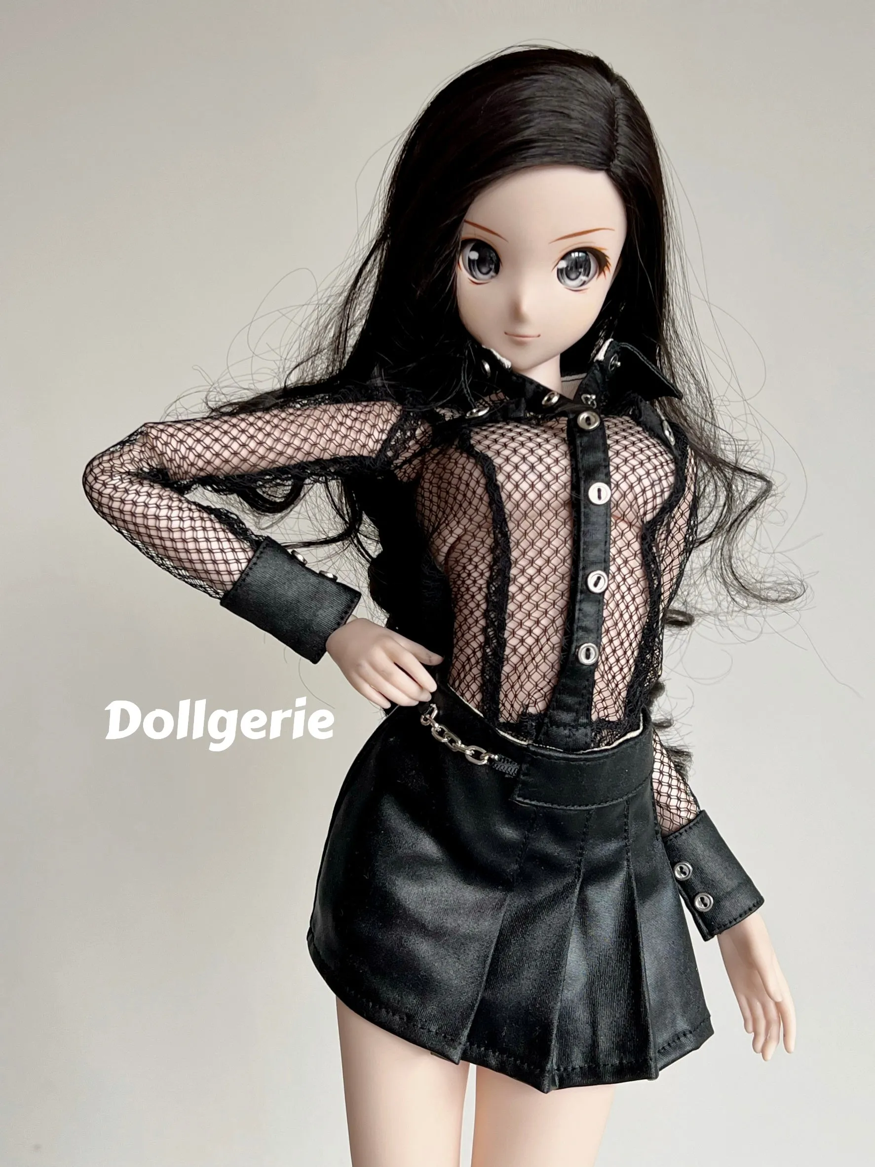 Black Fishnet Slim Fit Long Sleeve Blouse for SmartDoll or DD