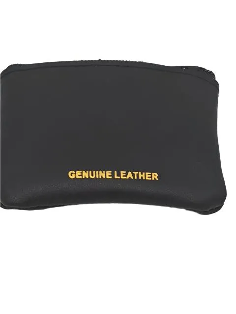Black Genuine Leather with Cross Rosary Pouch (3 x 21/2")