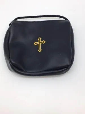 Black Leather Pyx Burse (Pouch) with string. (small)