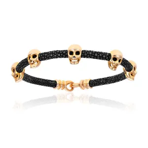 Black Multi Skull Stingray with Yellow Gold