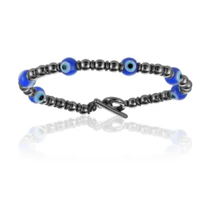 Black PVD Beaded Lucky Evil Eye