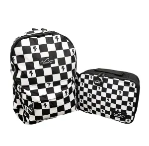 Black/White Checks Backpack/Lunch Bag
