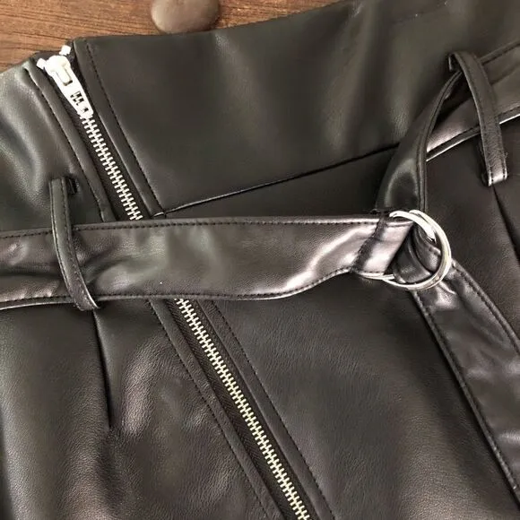 Blank NYC Belted Faux Leather Mini Skirt Black