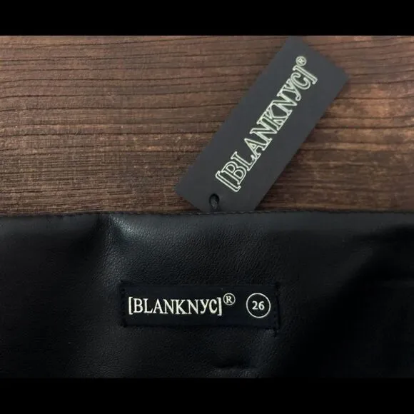 Blank NYC Belted Faux Leather Mini Skirt Black