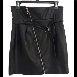Blank NYC Belted Faux Leather Mini Skirt Black