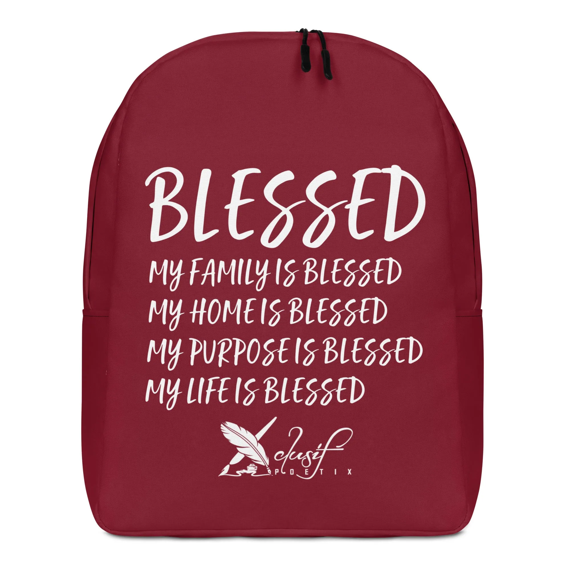 BLESSED BY XCLUSIF POETIX BURGUNDY & WHITE Minimalist Backpack
