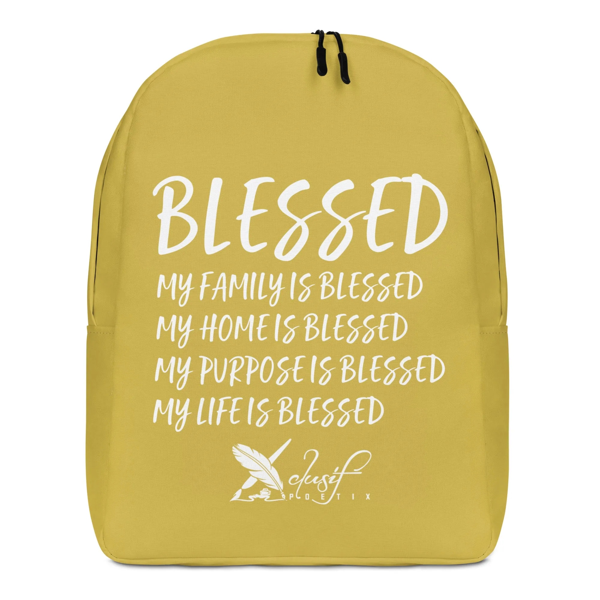 BLESSED BY XCLUSIF POETIX GOLD & WHITE Minimalist Backpack