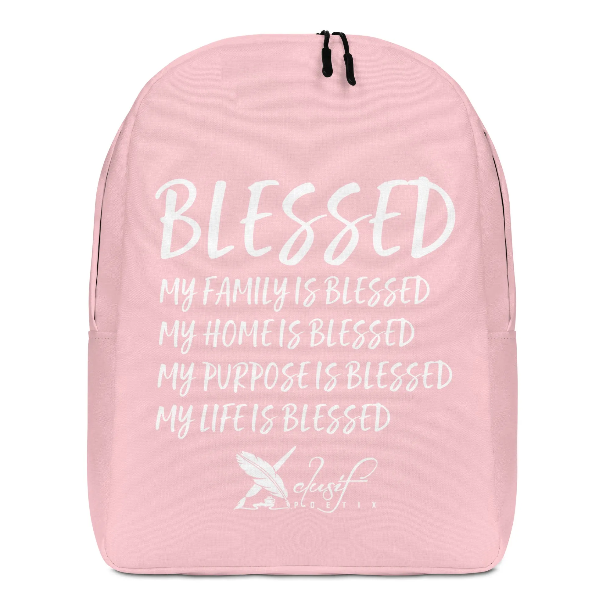 BLESSED BY XCLUSIF POETIX PINK & WHITE Minimalist Backpack