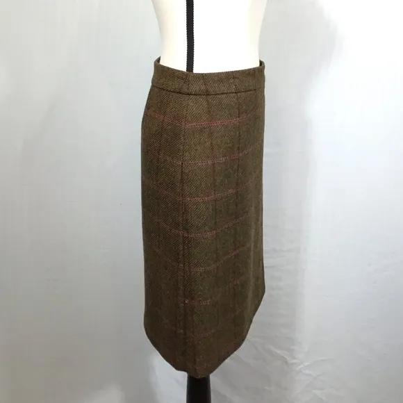 Boden Womens British Tweed 100% Wool Skirt Size 4L Tratan Plaid Faux Wrap Mini