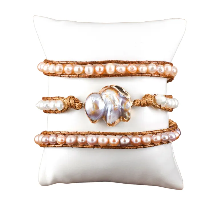 Boho & Mala Freshwater Pearls Wrap Bracelet WB1003