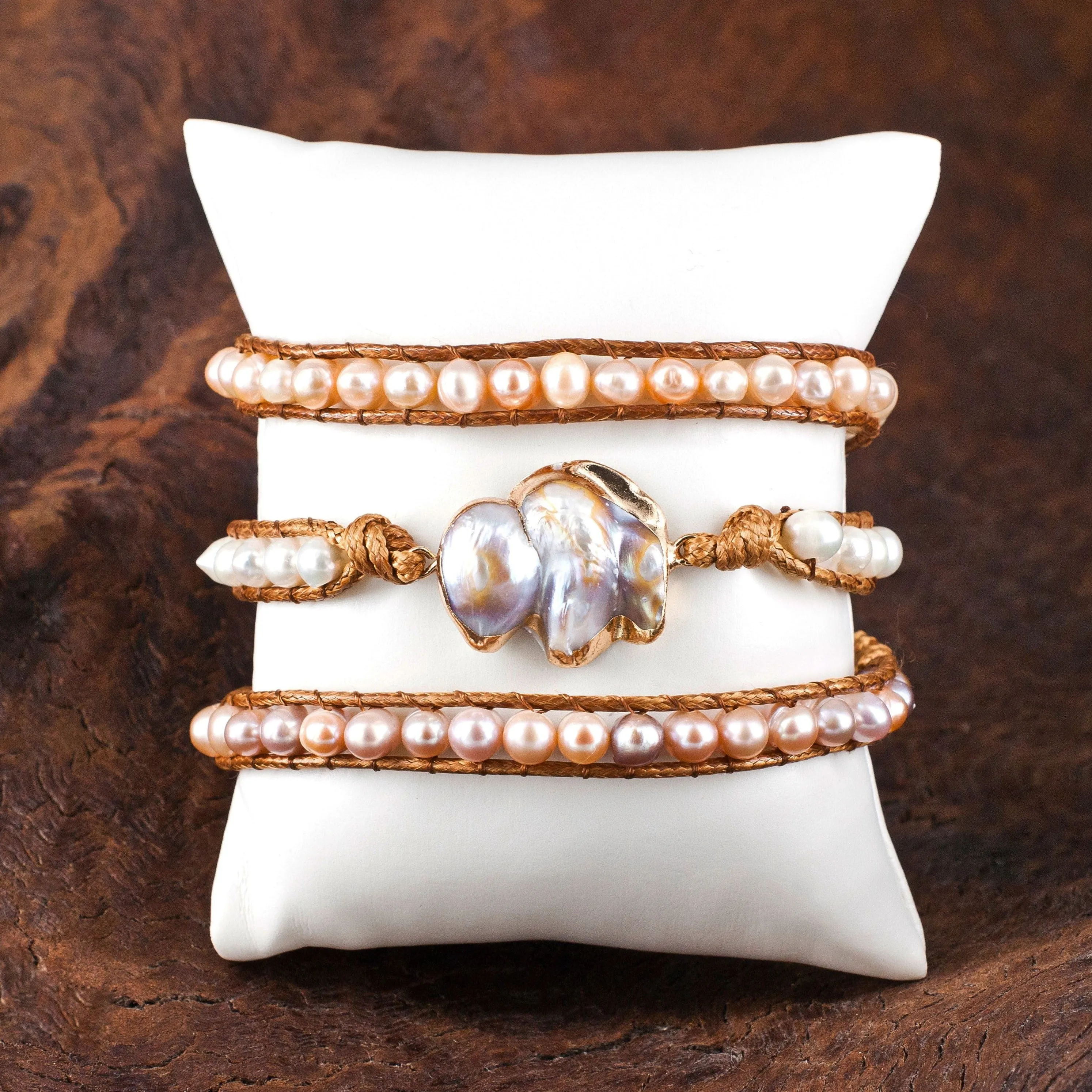 Boho & Mala Freshwater Pearls Wrap Bracelet WB1003
