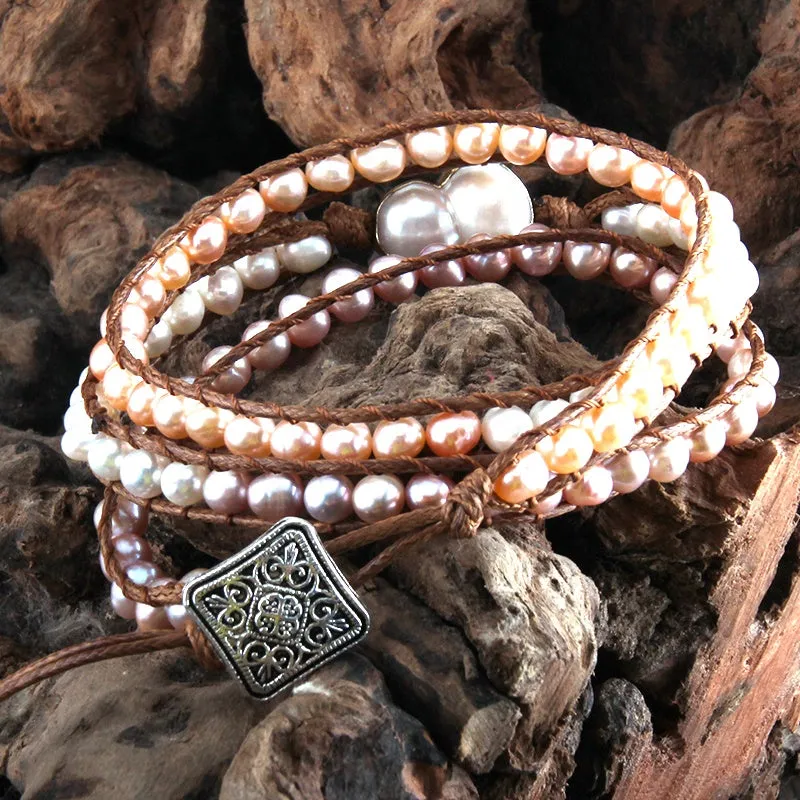 Boho & Mala Freshwater Pearls Wrap Bracelet WB1003