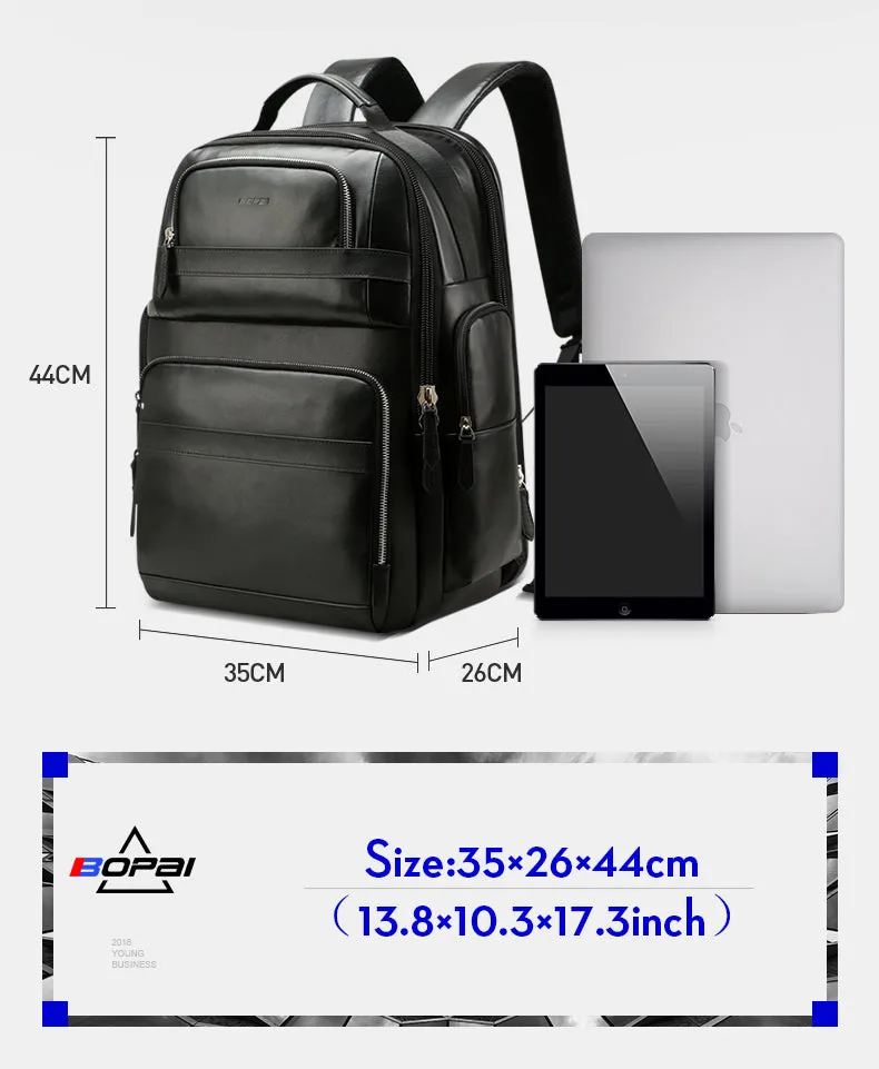 BOPAI™ Luxury Genuine Leather Anti-Theft 15.6 Laptop Backpack (USB Port)-A0004