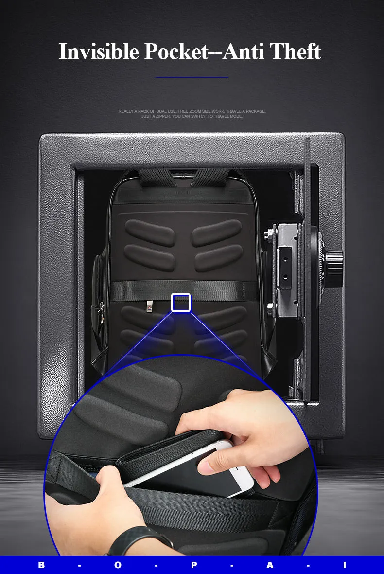 BOPAI™ Luxury Genuine Leather Anti-Theft 15.6 Laptop Backpack (USB Port)-A0004