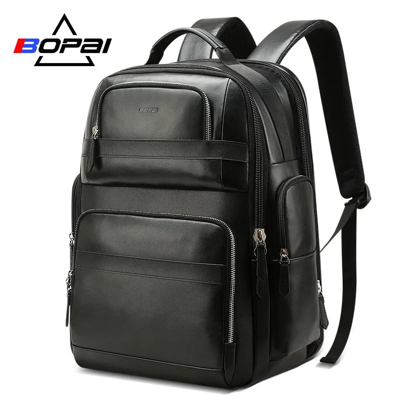 BOPAI™ Luxury Genuine Leather Anti-Theft 15.6 Laptop Backpack (USB Port)-A0004
