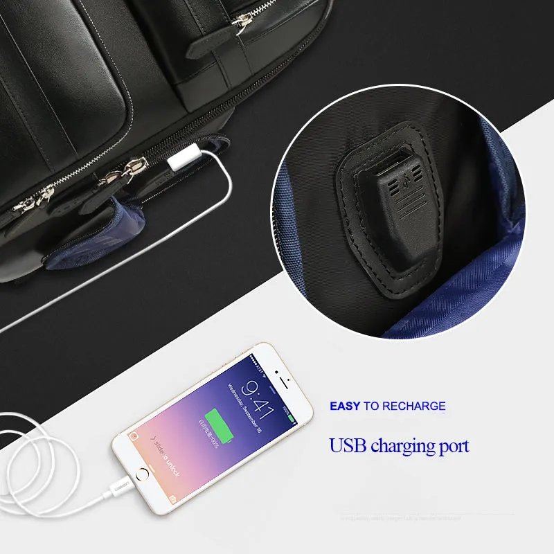 BOPAI™ Luxury Genuine Leather Anti-Theft 15.6 Laptop Backpack (USB Port)-A0004