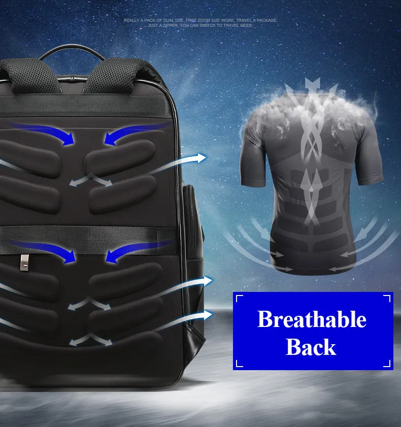 BOPAI™ Luxury Genuine Leather Anti-Theft 15.6 Laptop Backpack (USB Port)-A0004