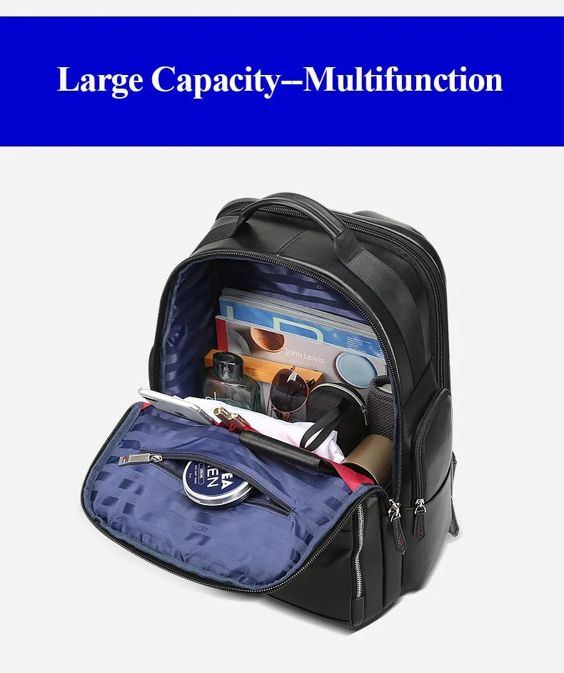 BOPAI™ Luxury Genuine Leather Anti-Theft 15.6 Laptop Backpack (USB Port)-A0004