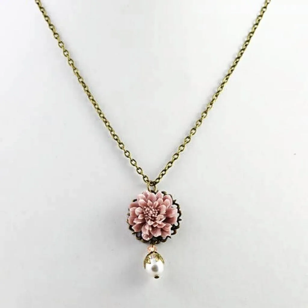Bronze Vintage Style Lotus Flower Necklace
