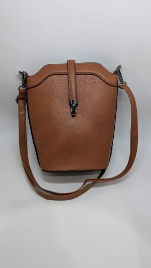 Brown Leather Mini Crossbody Bucket Purse