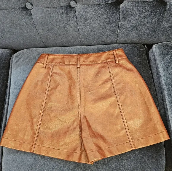 Brown Leather Mini Skirt