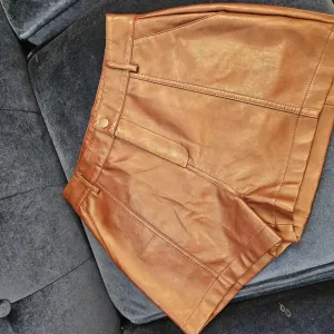 Brown Leather Mini Skirt