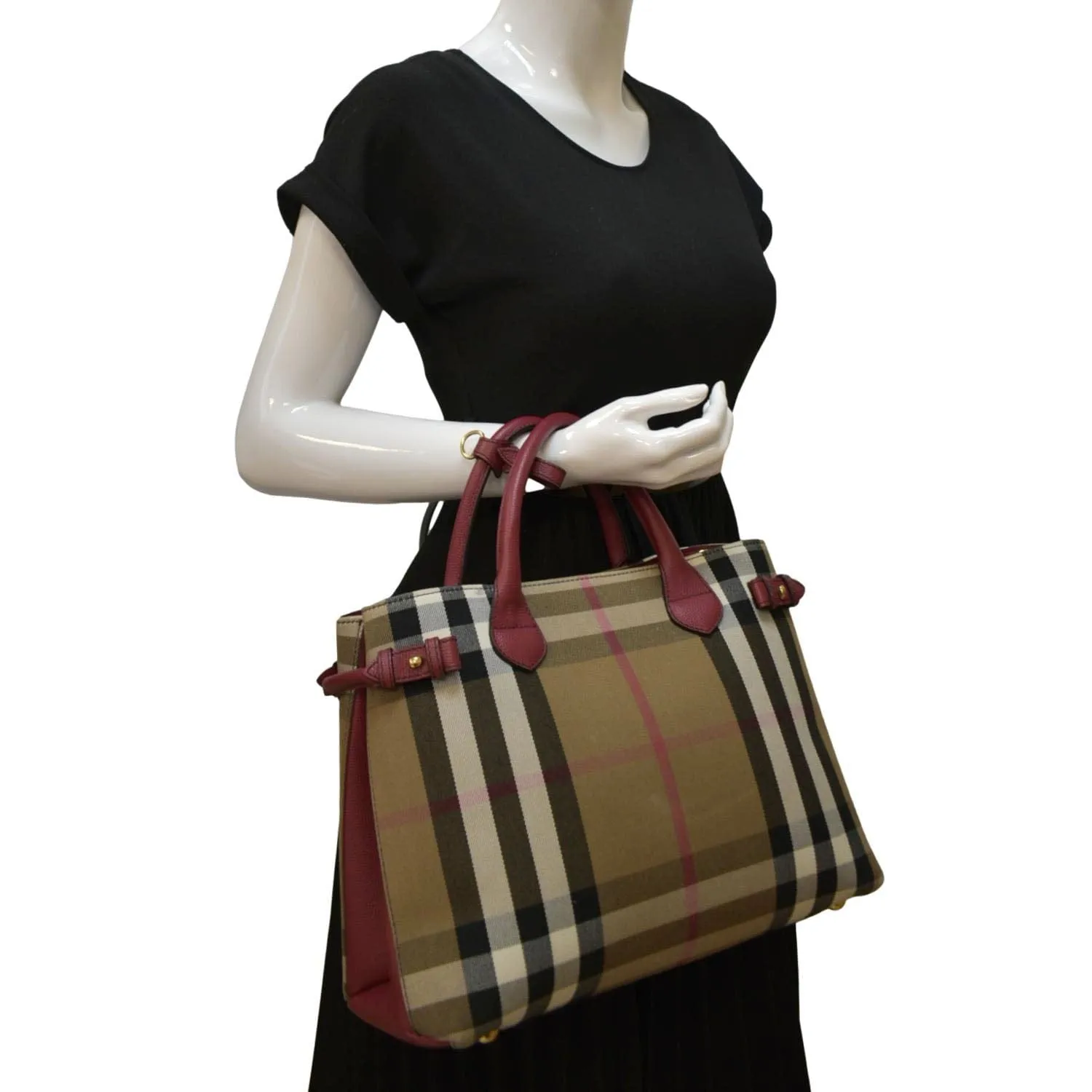 BURBERRY Banner Vintage Small Canvas Satchel Bag Limestone
