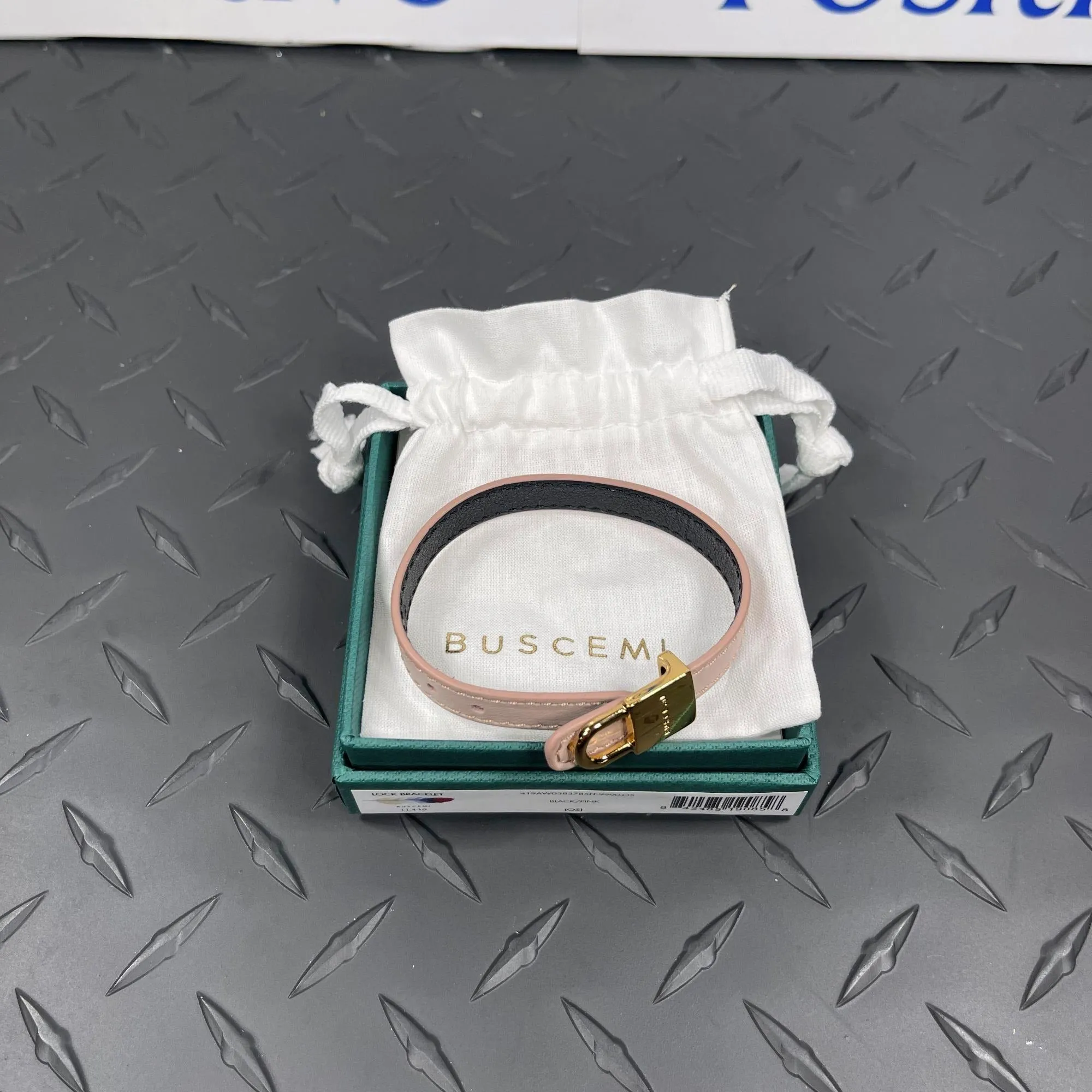 Buscemi Lock Bracelet Black/Pink Leather