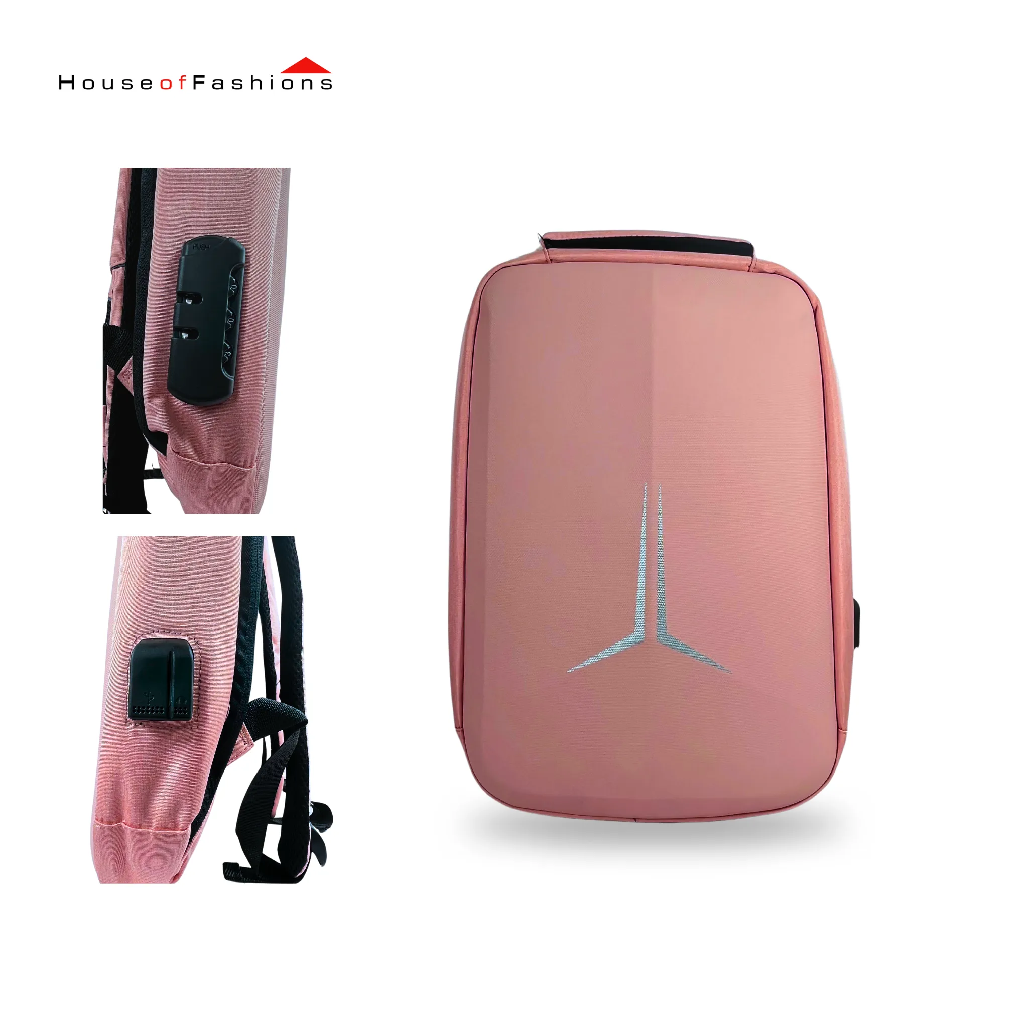 Business Men Laptop Backpack 15.6 Inch Big Capacity Travel Bag Waterproof Material School Backpack Bags with USB Charging Port -Pink