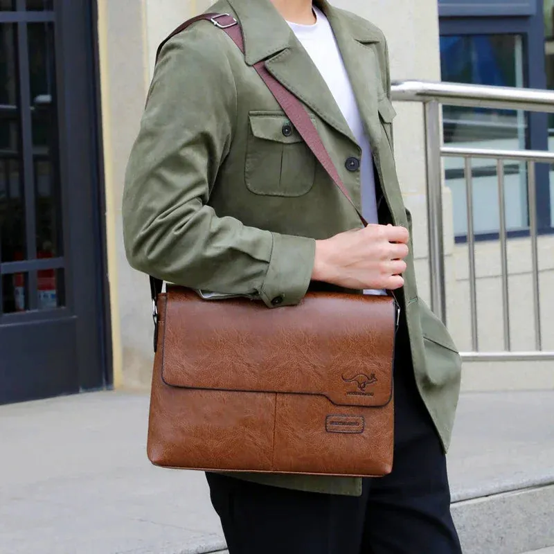 Business Trackable PU Massive markdown Crossbody Shoulder Men's Bag Leather