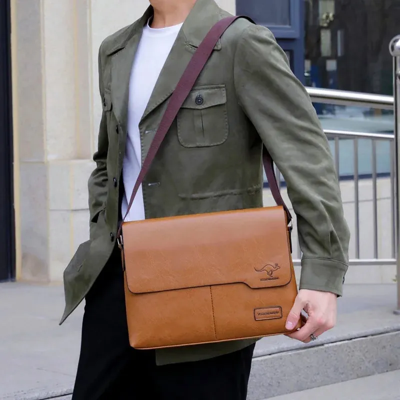 Business Trackable PU Massive markdown Crossbody Shoulder Men's Bag Leather