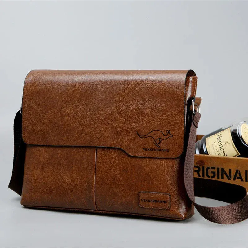 Business Trackable PU Massive markdown Crossbody Shoulder Men's Bag Leather