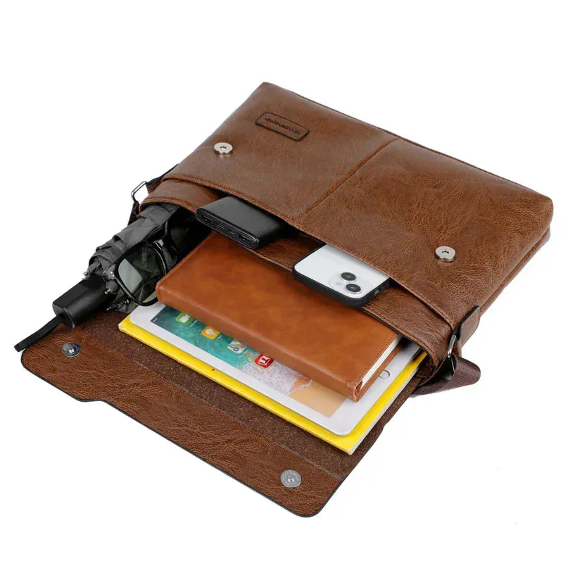 Business Trackable PU Massive markdown Crossbody Shoulder Men's Bag Leather