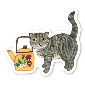 Cactus Club Teapot Cat Sticker
